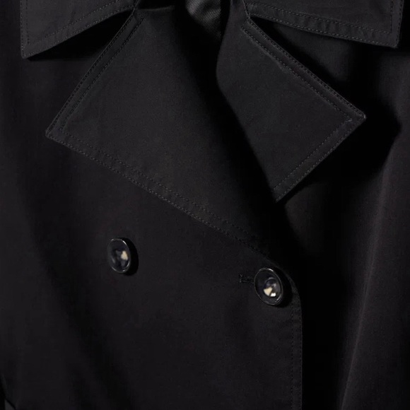 MANGO • Black Angela Trench Coat Winter Rain Jacket Work Classic - Picture 11 of 13